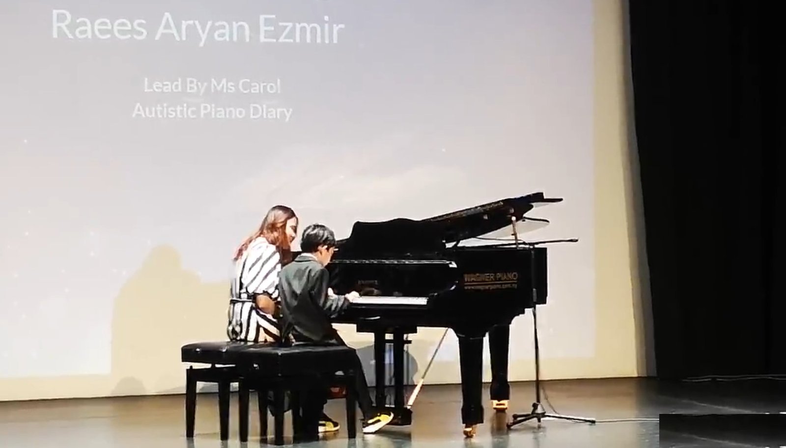 Raees Aryan Ezmir performing a formal piano recital, Autistic Piano Diary